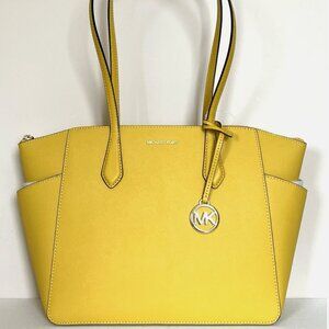 New Michael Kors Marilyn Medium Saffiano Leather Tote Bag Honey